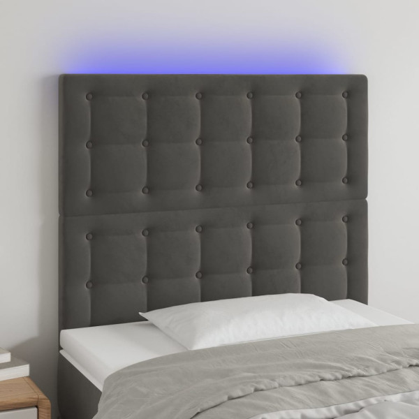 Cabecero con luces LED terciopelo gris oscuro 90x5x118/128 cm D