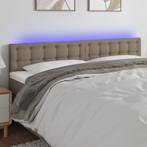 Cabeceira com LED em tecido cinza taupe 180x5x78/88 cm D