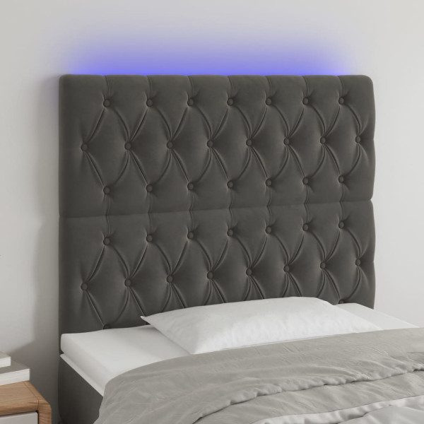 Cabecero con luces LED terciopelo gris oscuro 90x7x118/128 cm D