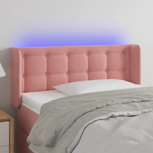 Cabecero con LED de terciopelo rosa 103x16x78/88 cm D