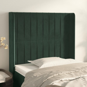 Cabeceira com orelhas de veludo verde escuro 83x16x118/128 cm D