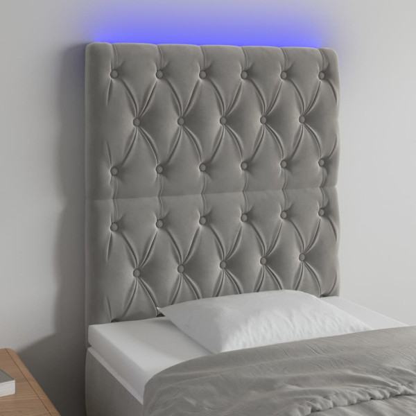 Cabecero con luces LED terciopelo gris claro 80x7x118/128 cm D