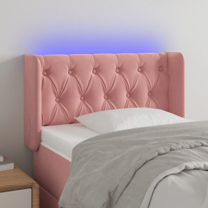 Cabeceira de veludo rosa com LED 83x16x78/88 cm D