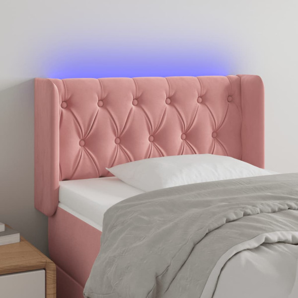 Cabecero con LED de terciopelo rosa 83x16x78/88 cm D