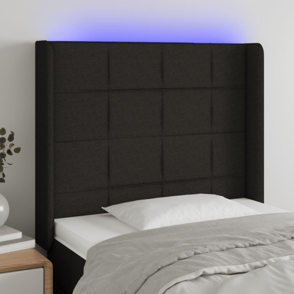 Cabecero con LED de tela negro 93x16x118/128 cm D