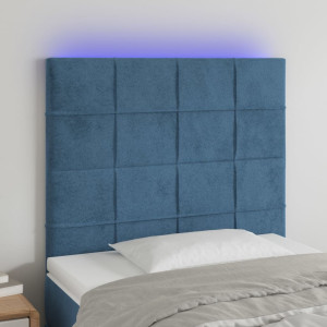 Cabeceira com luzes LED veludo azul escuro 80x5x118/128 cm D