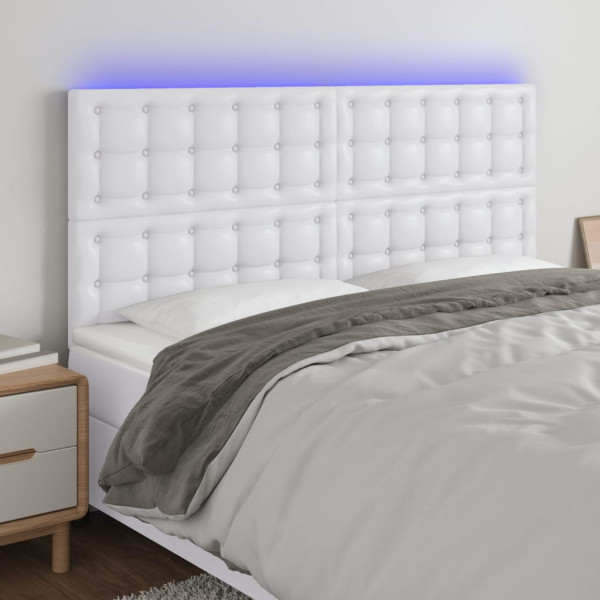 Cabeçalho com luzes LED de couro sintético branco 180x5x118/128 cm D