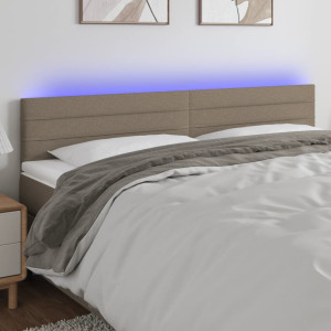 Cabeceira com LED em tecido cinza taupe 160x5x78/88 cm D