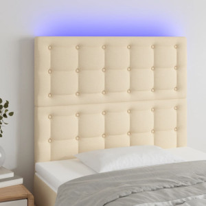 Cabeceira com luzes LED tecido creme 80x5x118/128 cm D