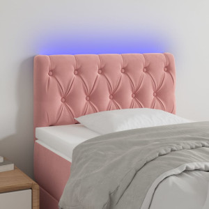 Cabeceira de veludo rosa com LED 80x7x78/88 cm D