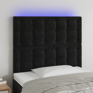 Cabeceira de veludo preto com luzes LED 100x5x118/128 cm D