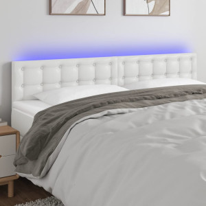 Cabecero con LED cuero sintético blanco 160x5x78/88 cm D