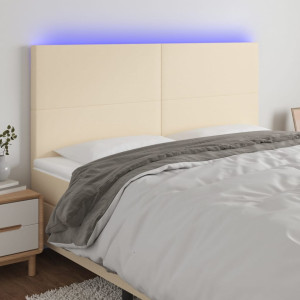 Cabeceira com luzes LED tecido creme 160x5x118/128 cm D