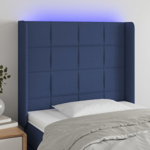 Cabecero con LED de tela azul 103x16x118/128 cm D