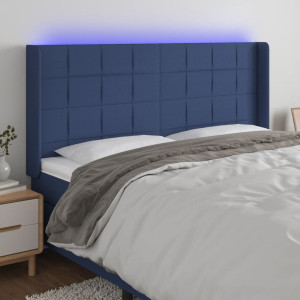 Cabeçalho com LED de tecido azul 203x16x118/128 cm D