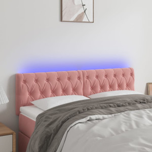 Cabeceira de veludo rosa com LED 144x7x78/88 cm D