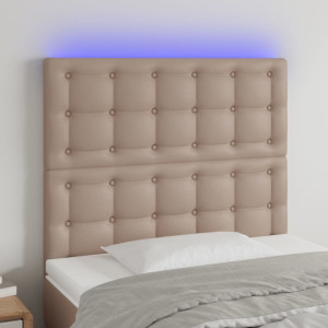 Cabeceira com luzes LED cappuccino couro sintético 90x5x118/128cm D