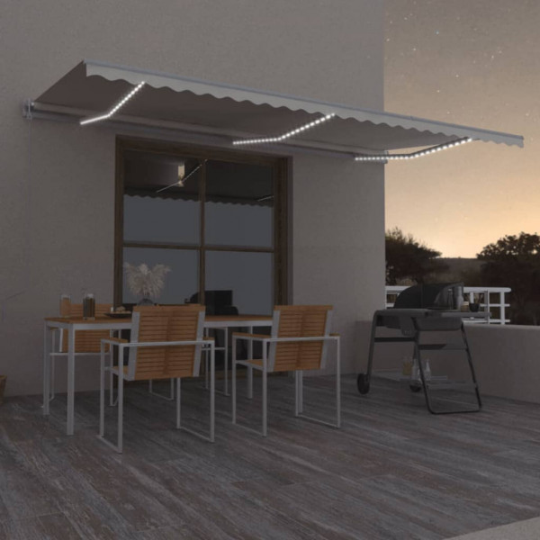 Toldo automático com sensor de vento LED creme 600x350 cm D