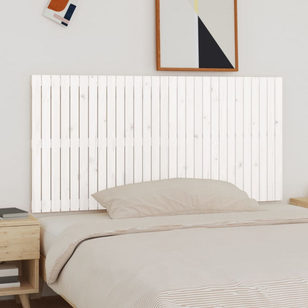 Cabeça de cama de parede madeira maciça pinho branco 185x3x90 cm D