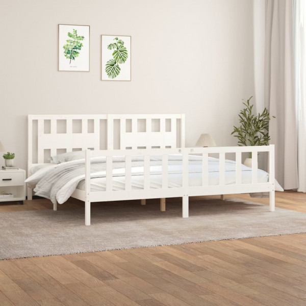 Estructura de cama con cabecero madera de pino blanco 180x200cm D
