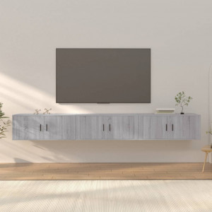 Muebles para TV de pared 3 uds gris Sonoma 100x34.5x40 cm D