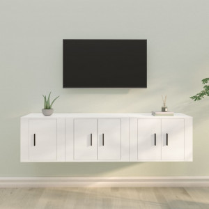 Set de muebles de TV 3 piezas madera contrachapada blanco D