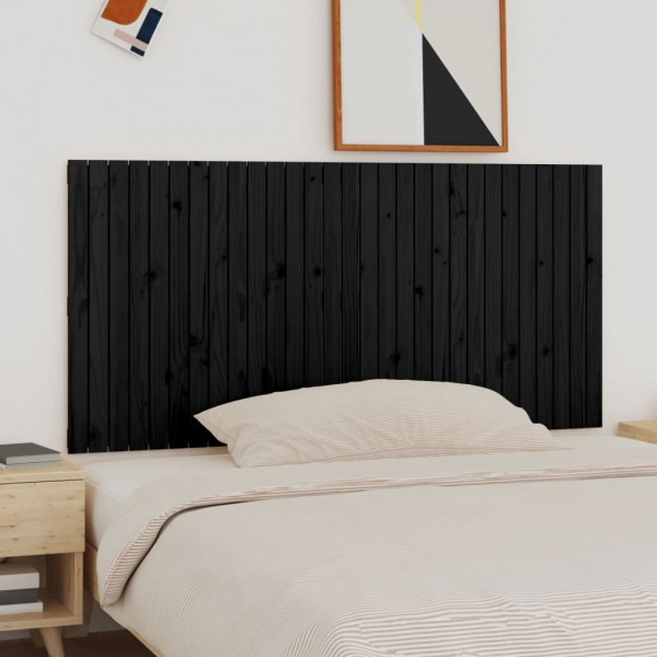 Cabecero de cama de pared madera maciza pino negro 185x3x90 cm D