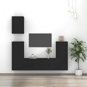 Set de muebles para TV 5 piezas madera contrachapada negro D