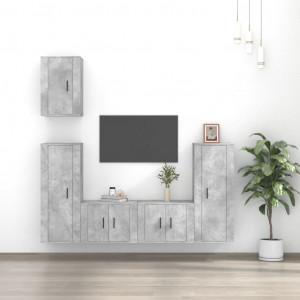 Set de muebles de TV 5 pzas madera contrachapada gris hormigón D