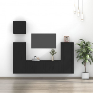Set de muebles para TV 5 piezas madera contrachapada negro D