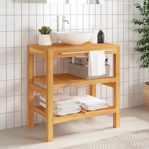 Mueble de lavabo con 2 estantes madera maciza 74x45x75 cm D