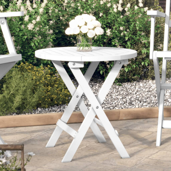 Mesa de jardín plegable madera maciza de acacia blanco Ø 46 cm D