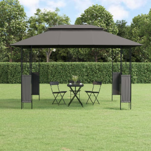 Gazebo com telhado de aço cinza antracite 400x300x270 cm D