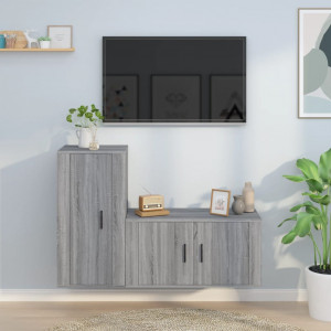 Set de muebles para TV 2 pzas madera contrachapada gris Sonoma D