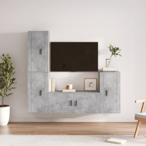 Set de muebles de TV 4 pzas madera contrachapada gris hormigón D