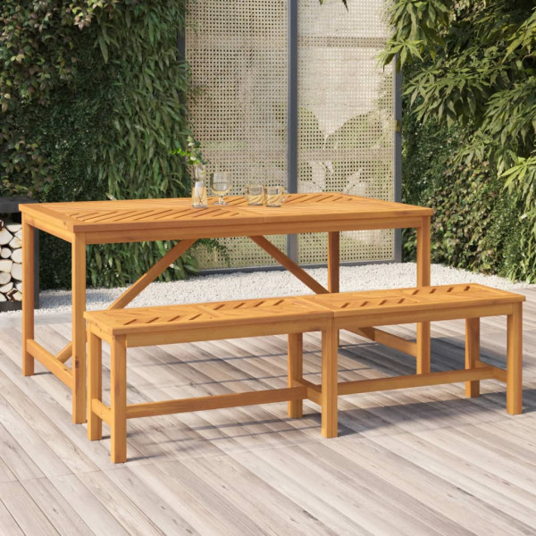 Mesa de jantar de jardim em madeira maciça de acácia 150x90x74 cm D