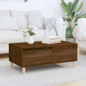 Mesa de centro madera contrachapada marrón roble 90x50x36.5 cm D