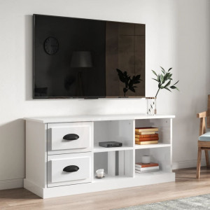 Mueble de TV madera contrachapada blanco brillo 102x35.5x47.5cm D