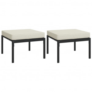 Apoios pés jardim c/ almofadões cor areia 2 pcs 60x60x35 cm aço H