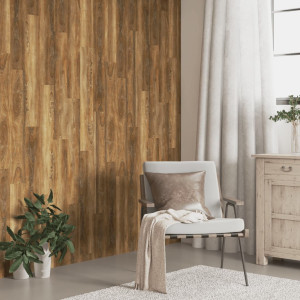 Paneles de pared con aspecto de madera PVC marrón 4.12 m² D