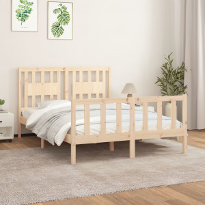 Estructura de cama con cabecero madera maciza pino 120x200 cm D