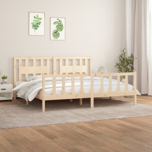 Estructura de cama con cabecero madera maciza de pino 200x200cm D