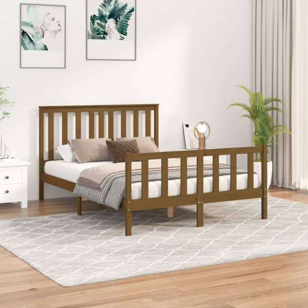 Estrutura de cama com cabeçalho madeira pinheiro marrom mel 120x200 cm D