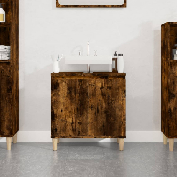 Armario de lavabo madera contrachapada roble ahumado 58x33x60cm D