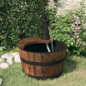 Fuente de agua con bomba madera maciza de abeto 28x28x34.5 cm D