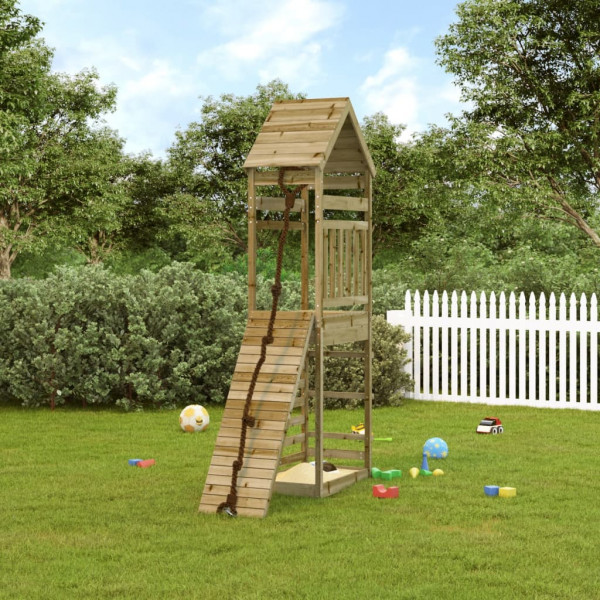 Parque infantil con pared de escalada madera impregnada de pino D