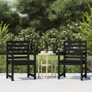 Sillas de jardín 2 uds madera maciza pino negro 60x48x91 cm D