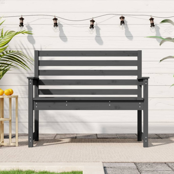 Banco de jardim madeira maciça de pinho cinza 109x48x91,5 cm D