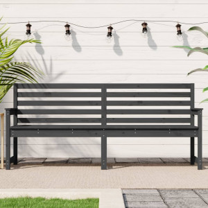 Banco de jardim madeira maciça pinho cinza 203.5x48x91.5 cm D