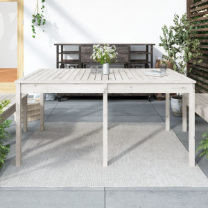 Mesa de jardín madera maciza pino blanco 159.5x82.5x76 cm D